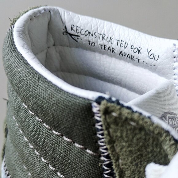 Vans Men's Sk8-Hi Reconstruct Suede / Canvas Sneaker in Fantastic Olive Camo - Picture 11 of 15
